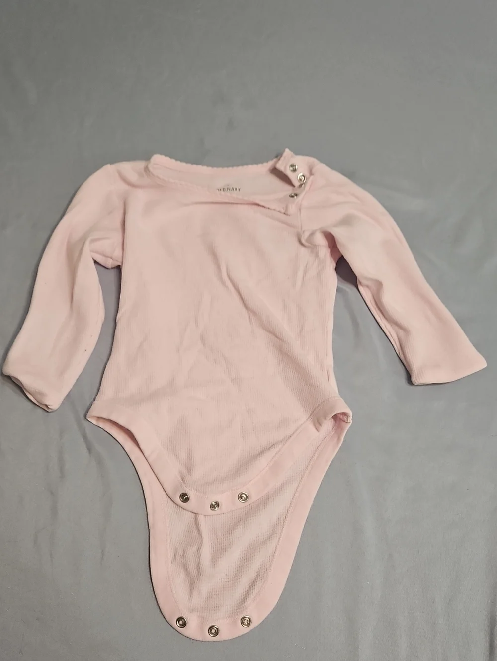 Old Navy Light Pink Long-Sleeve Ribbed Baby One-Piece Bodysuit